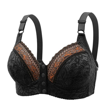 Black of Friday Deal Clearance Staron Bras for Older Women Stretch Front Closure Bras No Underwire Wireless Bras Comfortable Seamless Bra Comfort Bras