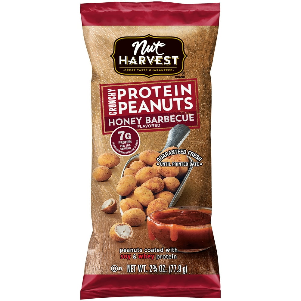 Nut Harvest Honey Barbecue Crunchy Protein Peanuts 2.75 oz. Bag