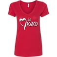 thumbnail image 3 of Inktastic Be Kind with Heart Ribbon in White Text Women's V-Neck T-Shirt, 3 of 5