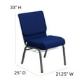 thumbnail image 4 of BizChair 4 Pack 21''W Church Chair in Navy Blue Fabric with Cup Book Rack - Silver Vein Frame, 4 of 10