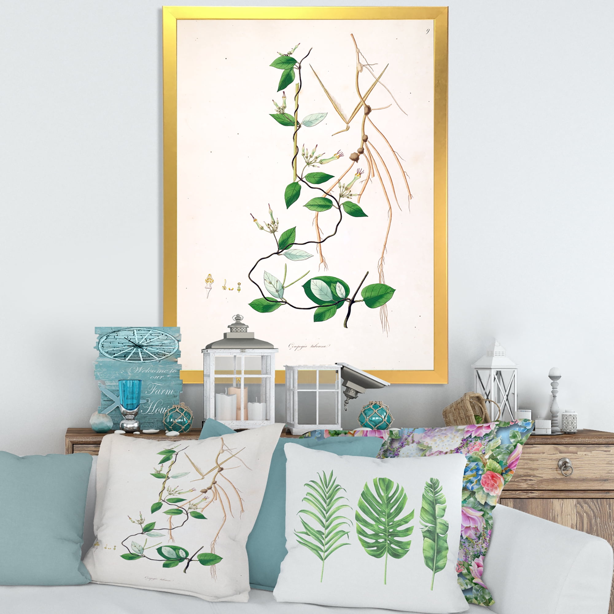 Designart 'Ancient London Plants IV' Farmhouse Framed Art Print