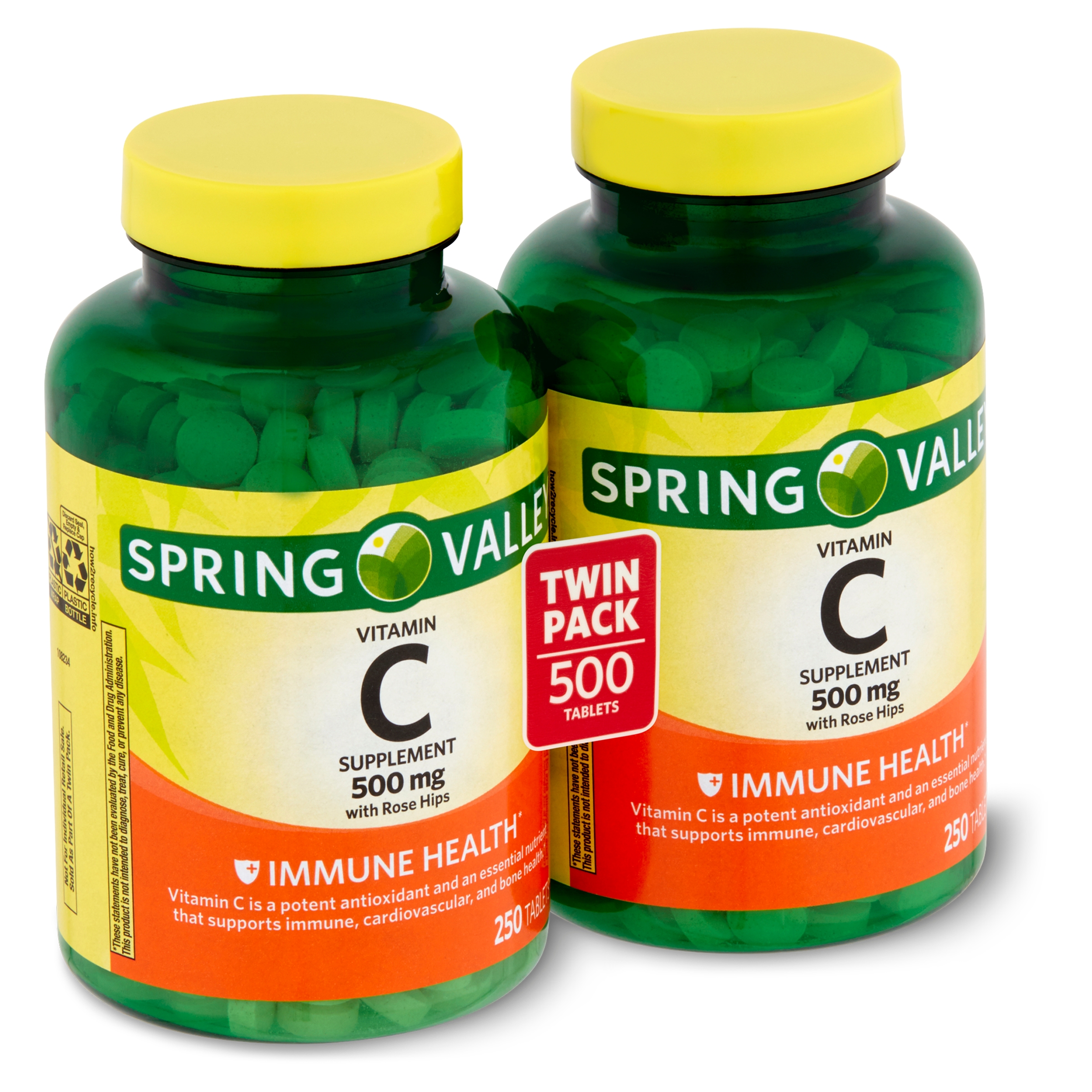 Spring Valley Vitamin C Supplement with Rose Hips, 500 mg, 500 Count, 2 Pack - image 2 of 9
