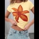 thumbnail image 4 of Camiseta de Corta para con Estampado Floral Y2K para Mujer, Top Corto Ajustado con Cuello Redondo. Amarillo S, 4 of 9