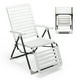 thumbnail image 1 of Silla Reclinable Plegable Costway Patio PP Blanca 7 Posiciones Reposapiés Cómodo, 1 of 9