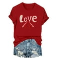 thumbnail image 2 of ICHUANYI Valentine's Prints Bow Shirt for Women Graphic Tees Short Sleeve Tee Top Round Neck Short Sleeved T-shirt Top, 2 of 6