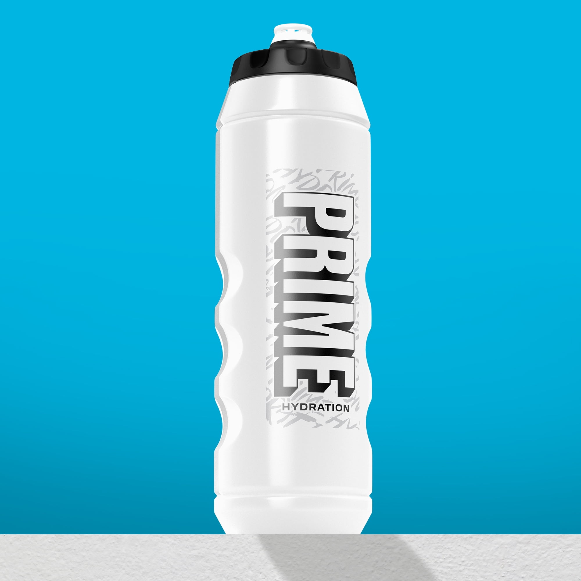 Prime Hydration, Squeeze Sports Water Bottle, White Graffiti, 32 fl oz
