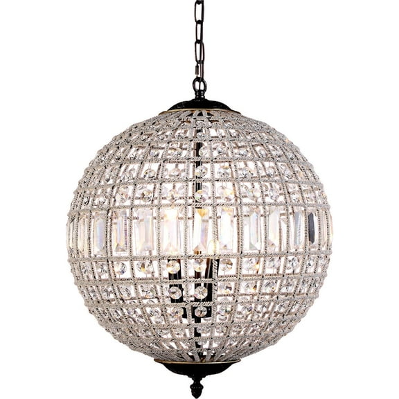 Pendant OLIVIA 3-Light Dark Bronze Clear Crystal Polished Nickel metal r EL-3283