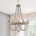 thumbnail image 6 of TOMIYA Beaded Chandelier Boho Wood Farmhouse Dining Room Light Fixture  French Country Nursery Rustic 5- Light Pendant Light, 6 of 6