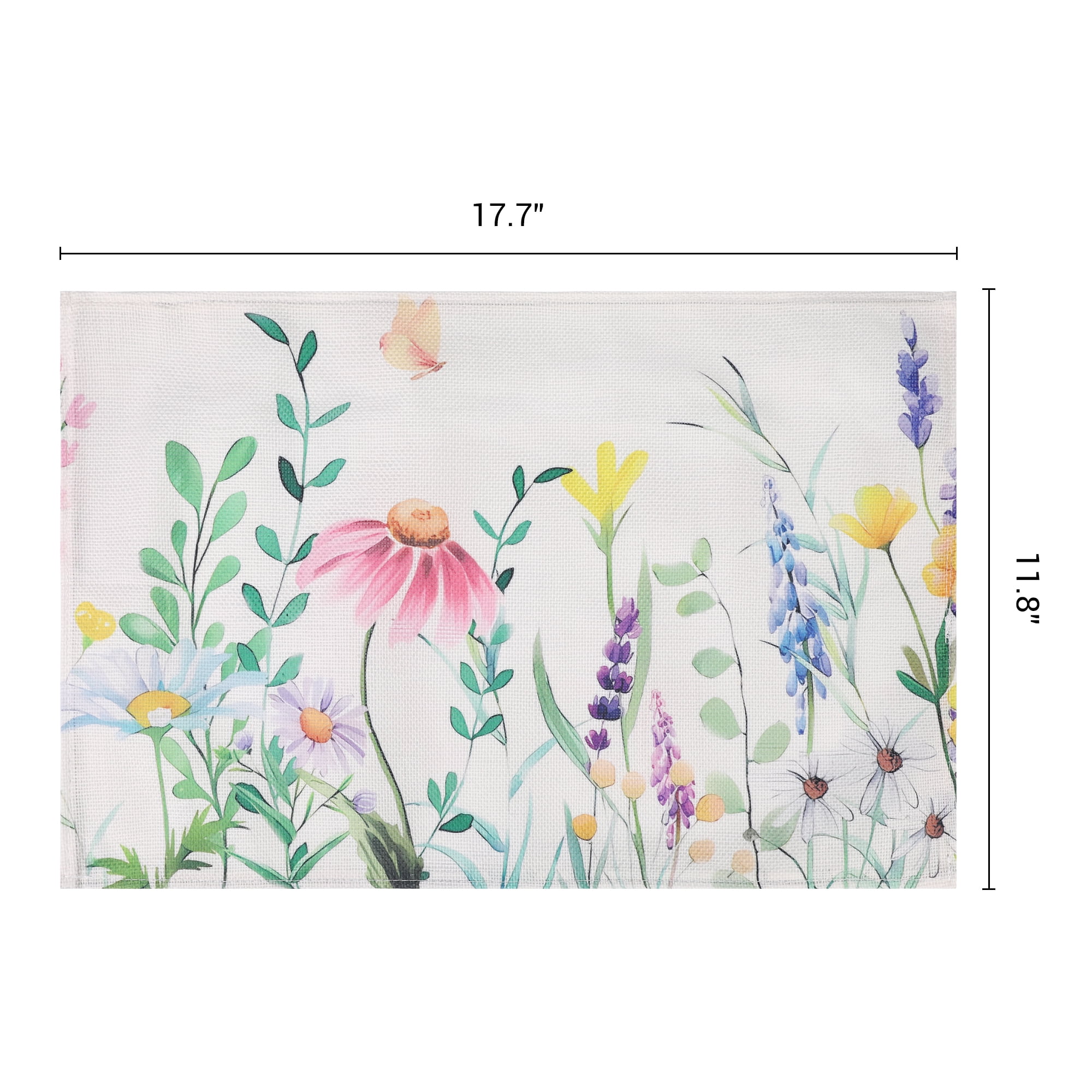 Unique Bargains Farmhouse Placemats Set of 6 Linen Placemats for Dining Table Floral