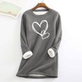 thumbnail image 4 of zaveiop Womens Sherpa Fleece Lined Pullover Winter Warm Crew Neck Sweatshirt Cute Heart Paw Tops Plus Size (Z-Grey, XL), 4 of 4