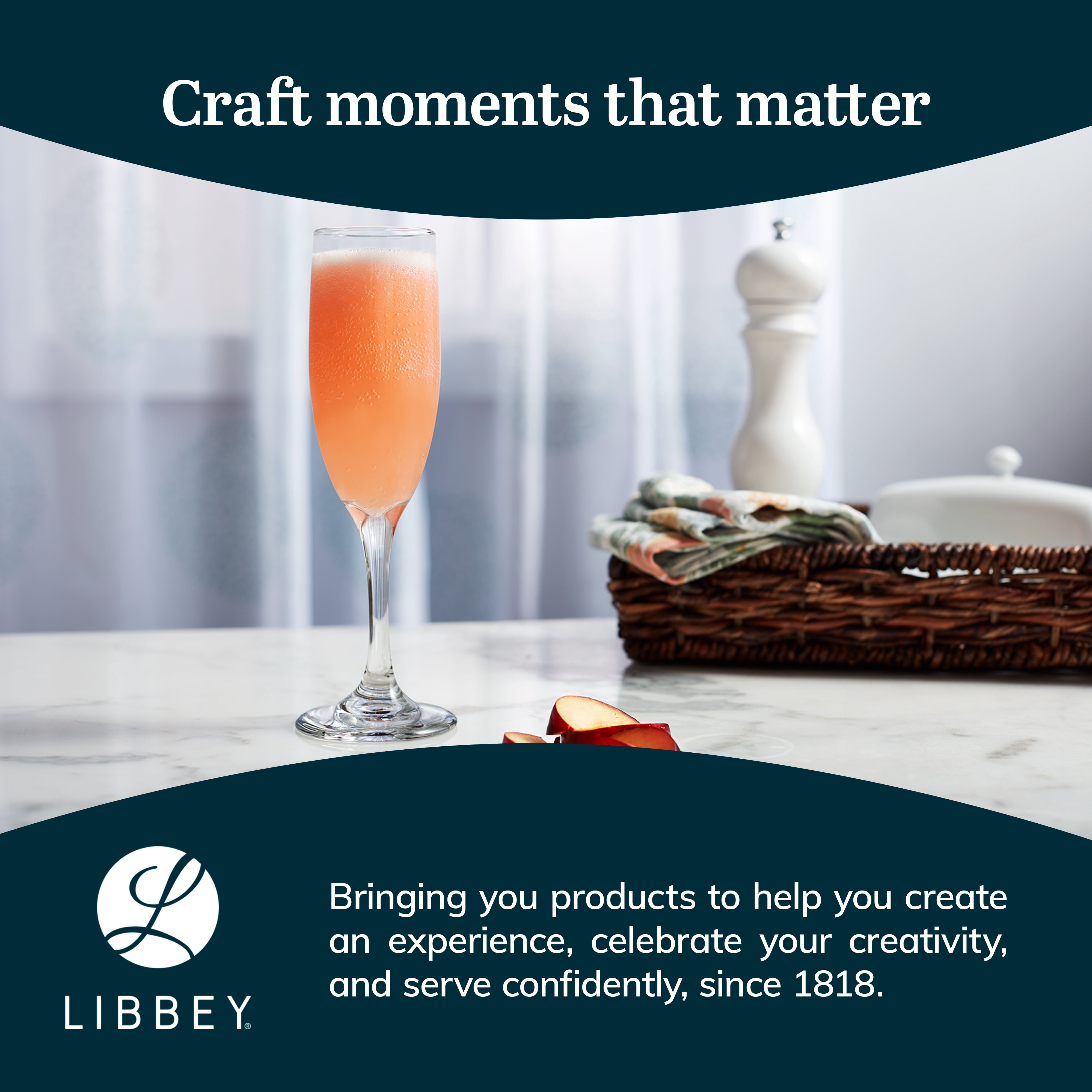 Libbey Catawba Champagne Flutes Set of 12 (6 oz), Elegant Stemmed Flute Glasses, Dishwasher Safe Sparkling Wine and Mimosa Glasses