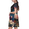 thumbnail image 2 of Disketp Abstract Peacock Painting para Vestido de Manga Corta para Mujeres, Vestidos de Verano para Mujeres, Casual y Holgado para la Playa, 2 of 6