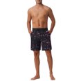 thumbnail image 2 of INSPIRE CHIC Men's Tropical Vocation Elastic Waist Drawstring Hawaiian Print Athletic Swim Trunks 32 Black, 2 of 6