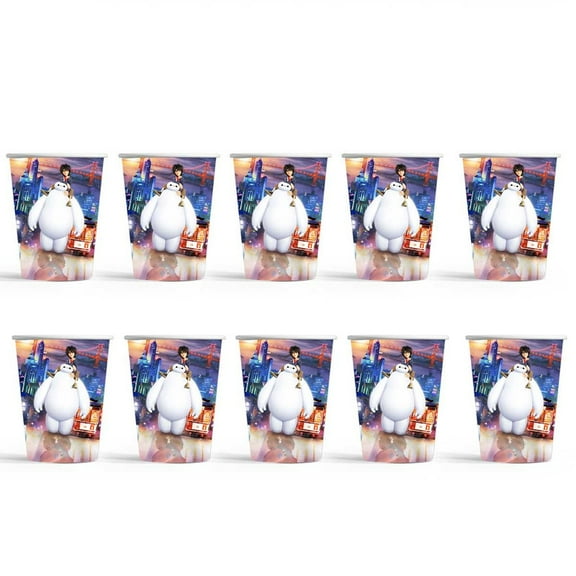 Baymax Hero Birthday Party Supplies Cups Tableware Disposable Paper Mouthwash Drinking Cups