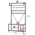 thumbnail image 2 of 5-in-1 Hall Tree Coat Rack with Bench - Entryway Organizer with Adjustable Shelf, Shoe Storage, Hanging Rod & 9 Hooks - Multi-Functional Stand, Marbled Slabs, 2 of 8