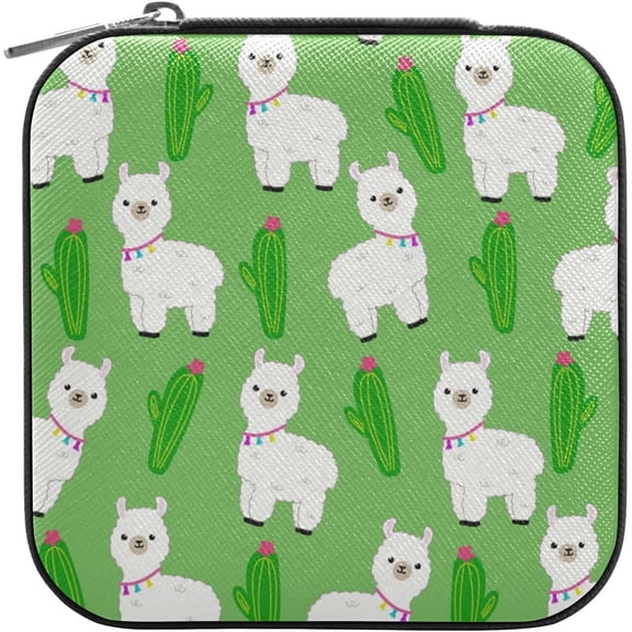 SKYSONIC Cute Liama Leather Jewelry Box,Portable Mini Jewelry Case Traveling Jewelry Organizer for Rings Necklaces Bracelets Earrings