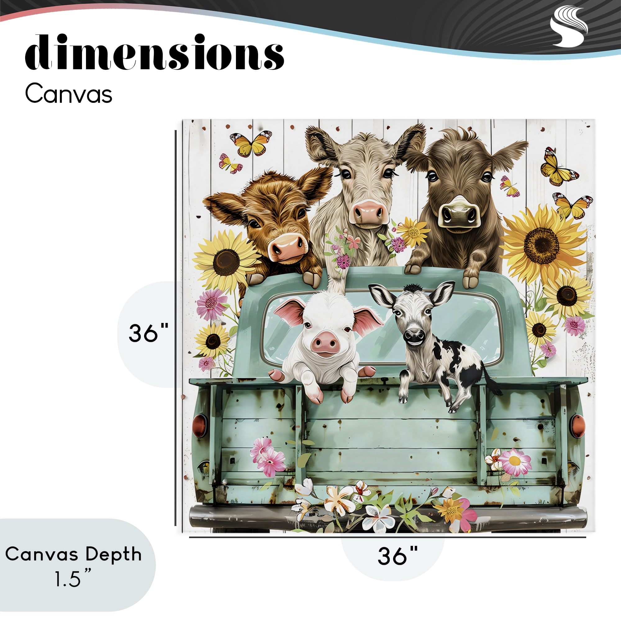 Stupell Industries Barnyard Friends in Vintage Truck Canvas Wall Art, design by Creative Studio