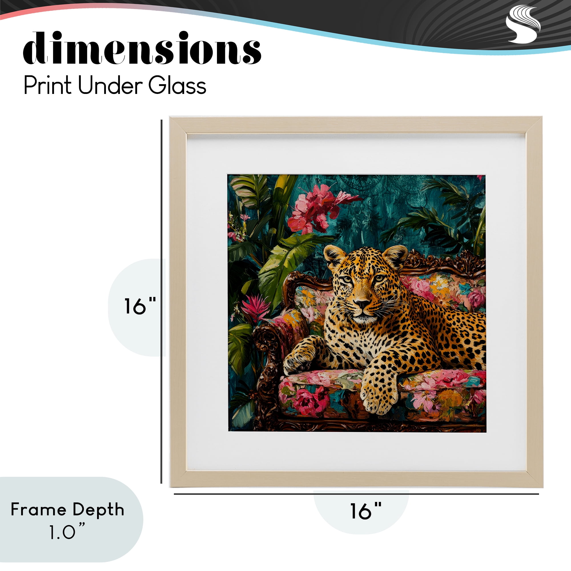 Stupell Industries Fashionable Leopard on Floral Sofa Birch Framed Print Under Glass, design by Petal Prints Design