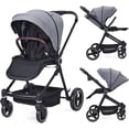 thumbnail image 1 of Foldable baby stroller: high landscape, lightweight aluminum frame, waterproof fabric, reversible backrest, adjustable footrest, peekaboo canopy, grande almacenamiento basket, cup holder, ligh..., 1 of 10