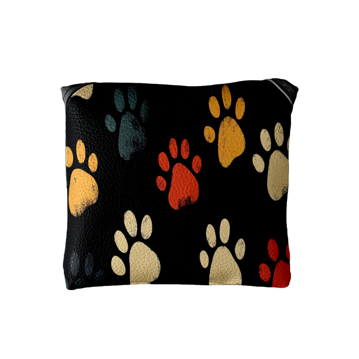 Golf Mallet Putter Cover Premium Leather Waterproof Golf Putter Head Cover with Magnetic Closure Colorful Dog Paw Prints