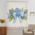 thumbnail image 3 of Hydrangea Flower Sheer Curtains 63 Inches Long, Pastoral Blue Bow Floral Spring Lraf Light Filering Curtains, Breathable Simi Curtain Privacy Drapes for Living Room Bedroom Window Treatment, 3 of 9