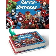 Marvel The Avengers Hulk Captain America Iron Man BR Edible Cake Image Topper Birthday Photo Icing Fondant Decoration Print 1/4 Sheet