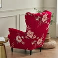 thumbnail image 6 of TOPCHANCES 2-Piece Wingback Chair Cover, Stretch Armchair Slipcover Wing Chair Sofa Covers, Red Floral, 6 of 12