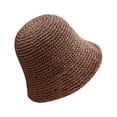 thumbnail image 4 of HJYCHN Women's Soft Straw Sun Hat Foldable Wide Brim Summer Beach Bucket Hat Breathable Crochet Design For Outdoor Travel Gardening Brown One Size, 4 of 5