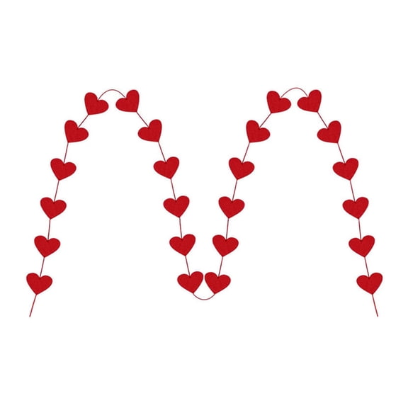 Upgraded Heart Banner Valentine Felt Heart Garland 72 Hearts, Set of 3 Strings, Pre-Strung Valentine's Day Gifts