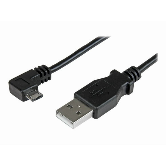 StarTech.com 1m 3 ft Micro-USB Charge-and-Sync Cable - Right-Angle Micro-USB - M/M - USB to Micro USB Charging Cable - 30/24 AWG (USBAUB1MRA) - USB cable - Micro-USB Type B (M) to USB (M) - USB 2.0 - 3.3 ft - right-angled connector - black - for P/N: USB2PCARBK, USB2PCARBKS, USBEXTAA10BK, USBEXTAA6BK, USBLT2PCARW, USBUB2PCARB