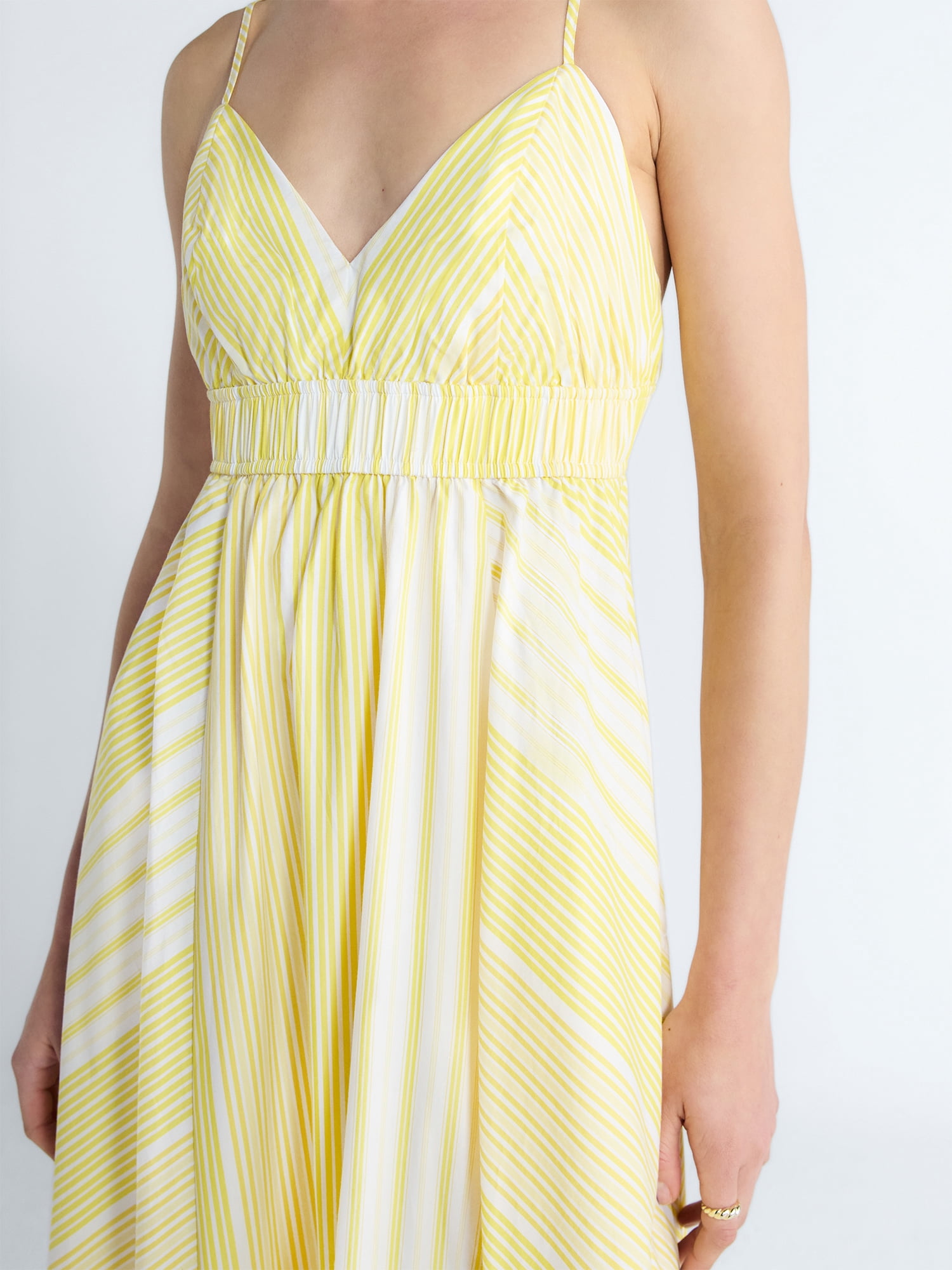 Free Assembly Women's and Women's Plus Striped Cotton Maxi Dress, with Cut Out Back, Sizes XS-4X