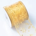 thumbnail image 6 of Christmas Ribbon Decorating Accessory 9M Christmas Patterned Wrapping Ribbon Beige Gold Pattern, 6 of 8