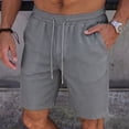 thumbnail image 5 of Besolor Men's Shorts Summer Casual Knee Length Elastic Waisted Drawstring Loose Workout Half Pants with Pockets(Large,Gray), 5 of 7