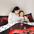 thumbnail image 4 of Gamer Comforter Set Twin Size,Gamepad Down Comforter 2Pcs,Teens Video Games Bedding Set,Black Red Geometric Honeycomb Gaming Duvet Insert Cartoon Game Reversible Decor,1 Pillowcase, 4 of 7