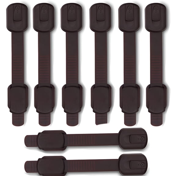 LAMIRO Child Safety Cabinet Locks for Baby Proof, Child Proof Safety Locks for Cabinets, Drawers, Cupboard, Oven, Fridge (Brown Cabinet Locks-8Packs)