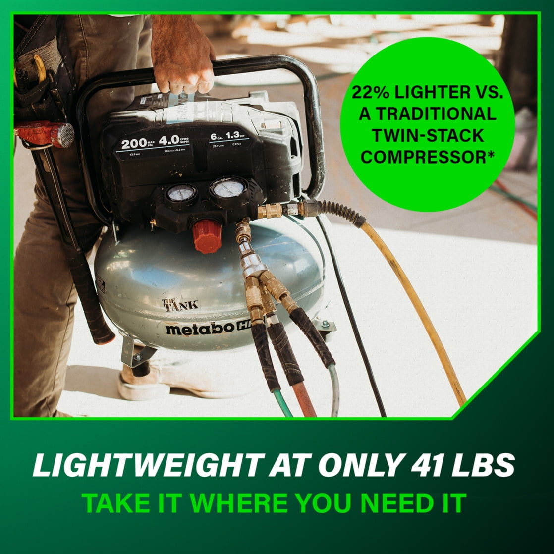 Metabo HPT 6 Gal Pancake Air Compressor, 200 PSI, EC914S