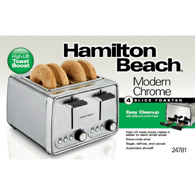 Hamilton Beach 4 Slice Toaster Extra Wide Slots Model 24781 Clean