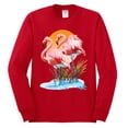thumbnail image 2 of Wild Bobby, Flamingo Love Print, Animal Lover, Men Long Sleeve Shirt, Red, 3X-Large, 2 of 4