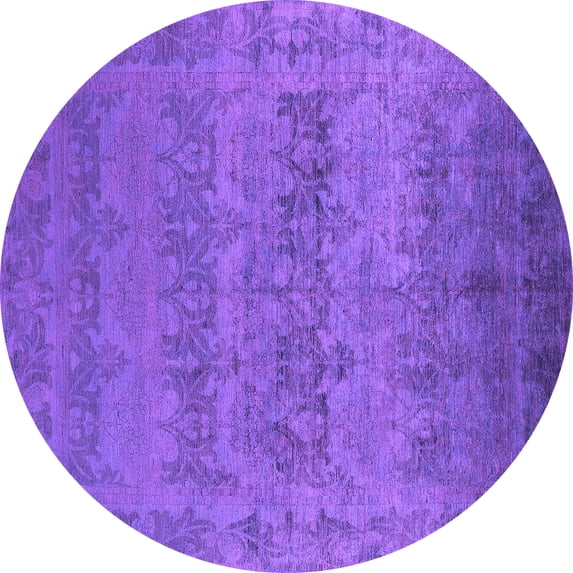 Ahgly Company Indoor Round Oriental Purple Industrial Area Rugs, 4' Round