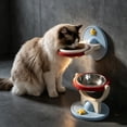 thumbnail image 5 of CHENjy Wall Mounted Elevated Pet Bowl, 2 in 1 Floating Anti Tip Feeder with Adjustable Height, Foldable Feeding Station for Apartment and Small Space, Coffee, 5 of 7