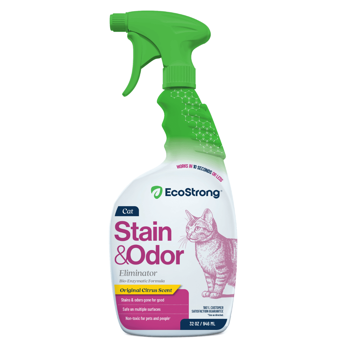 EcoStrong Enzymatic Cat Stain & Odor Remover, 32 oz Sprayer