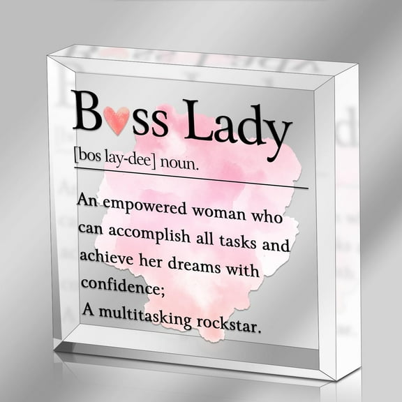 Boss Lady Gifts for Women, Inspirational Office Quote Gift for Coworker Boss Leader, Thank You Boss Lady Gifts, Motivational Office Desk Decor, Boss Lady Definition Acrylic Sign