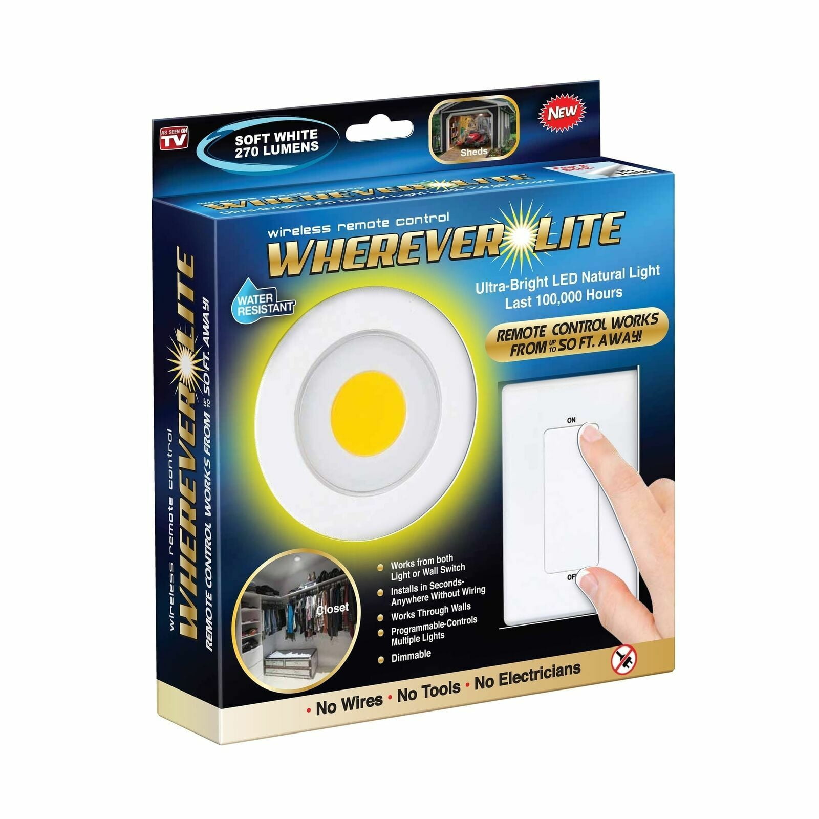 Portable Light Fixture Led Battery Operated Bulb Mount Lamp Remote Control No Wiring Walmart Com