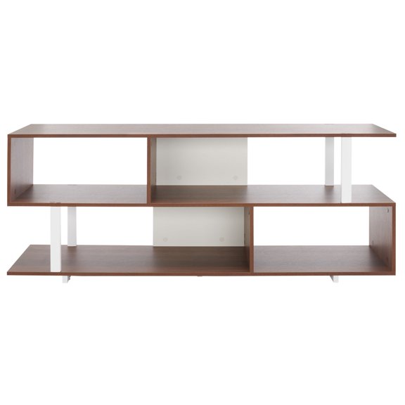 SAFAVIEH Jarrett Contemporary Large Media Stand, Walnut/White (62 in. W x 14 in. D x 24.4 in. H)