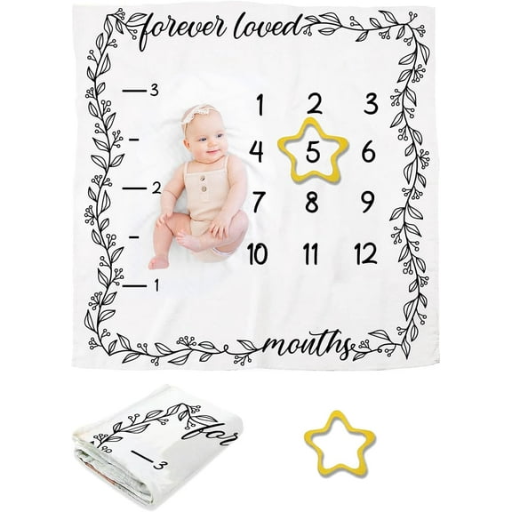 1 Pc Monthly Milestone Blanket Polyester Months Blanket Gender Neutral Photo Blanket DIY
