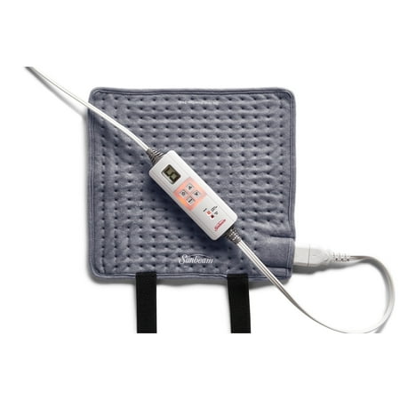 Sunbeam XpressHeat Wrapping Heat Pad with Fastening Straps, 6 Heat Settings, 2-Hour Auto-Off, Slate Grey