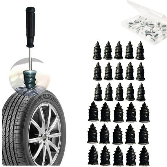 Tire Plug Kit, Self-Tapping Rubber Repair Screws for Car, Motorcycle, Truck, and ATV Tubeless Tires – Two Sizes for Quick, Durable Puncture Fixes（30-piece）