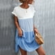thumbnail image 1 of Vestido De Color De Contraste Vestido De Empalme De Color De Contraste Vestido Clásico De Una Pieza Con Puños Con Volantes Lavable A Máquina Para Verano Azul S ANGGREK  Ropa, 1 of 5