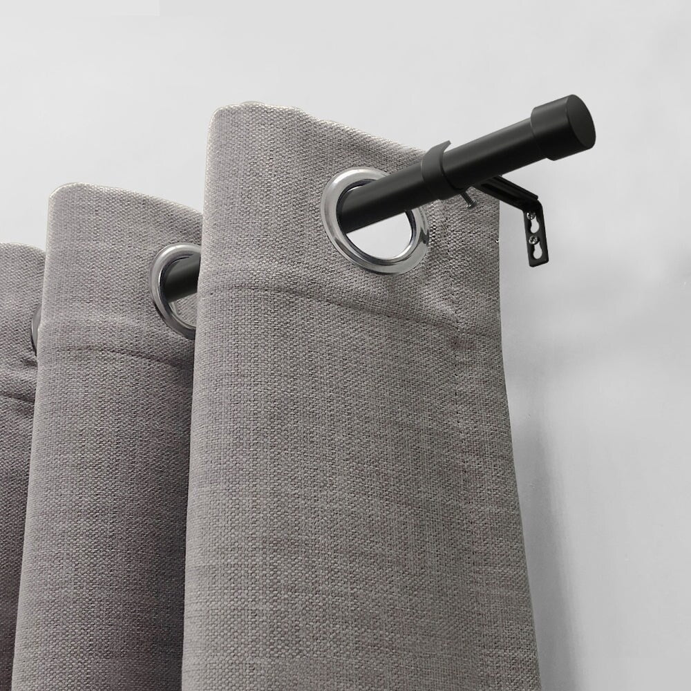 Lumi Single Curtain Rod Brushed Nickel/ Black- End Cap finials 5/8" Dia. 28"-48" L - Brushed Nickel