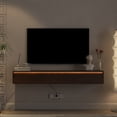 thumbnail image 4 of TV Stand Floating TV Stand, Wall Mounted TV Shelf with Led Lights & Power Outlet,High Gloss TV Cabinet for Wood tv Stands for Living Room,Entertainment Center, 4 of 8